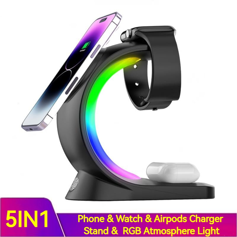 4 In 1 Magnetic Wireless Fast Charger  BLACK