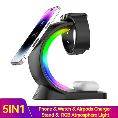 4 In 1 Magnetic Wireless Fast Charger  BLACK